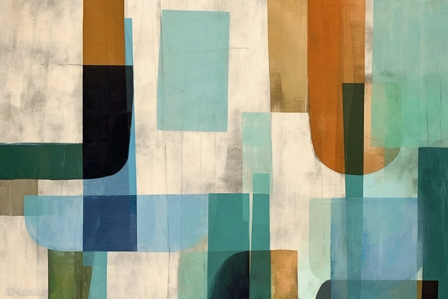Zielony obraz abstrakcyjny na płótnie 50x75 cm - geometryczna abstrakcja