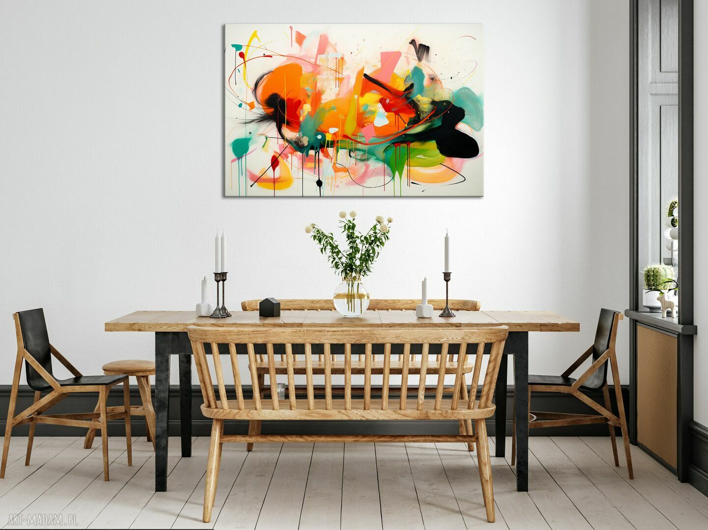 Zielony obraz abstrakcyjny - poziomy wydruk na płótnie 80x120 cm