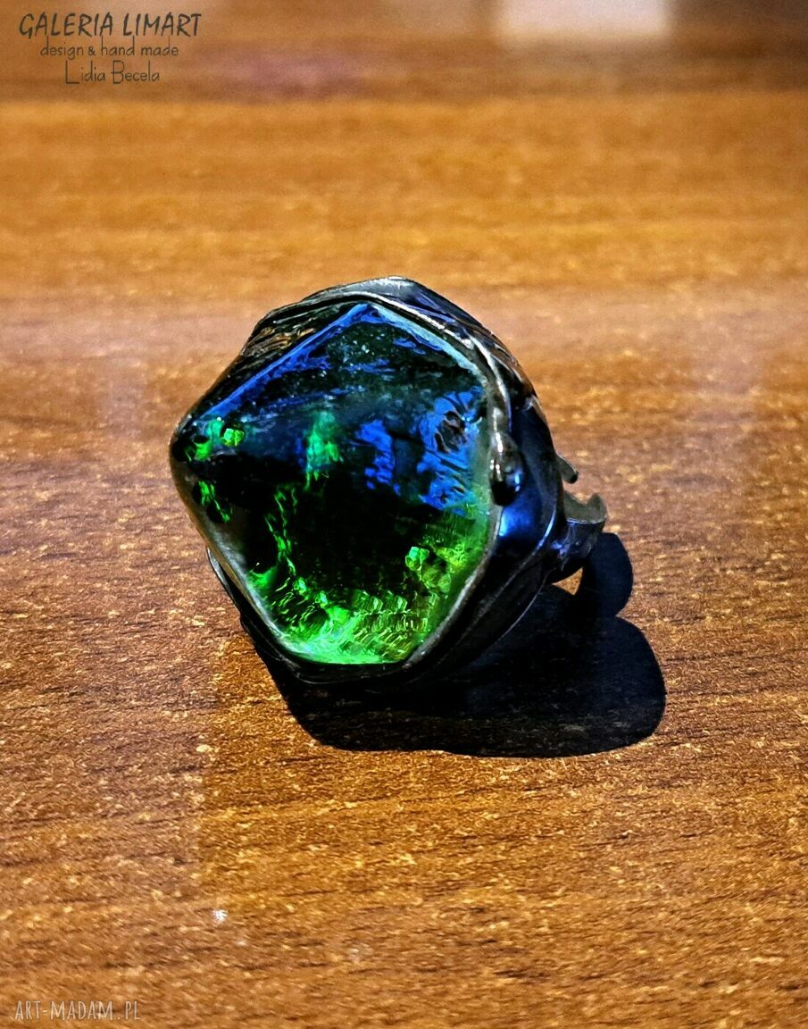 Zielony Pierścień Magiczny - Tiffany ze szkła witrażowego fusing