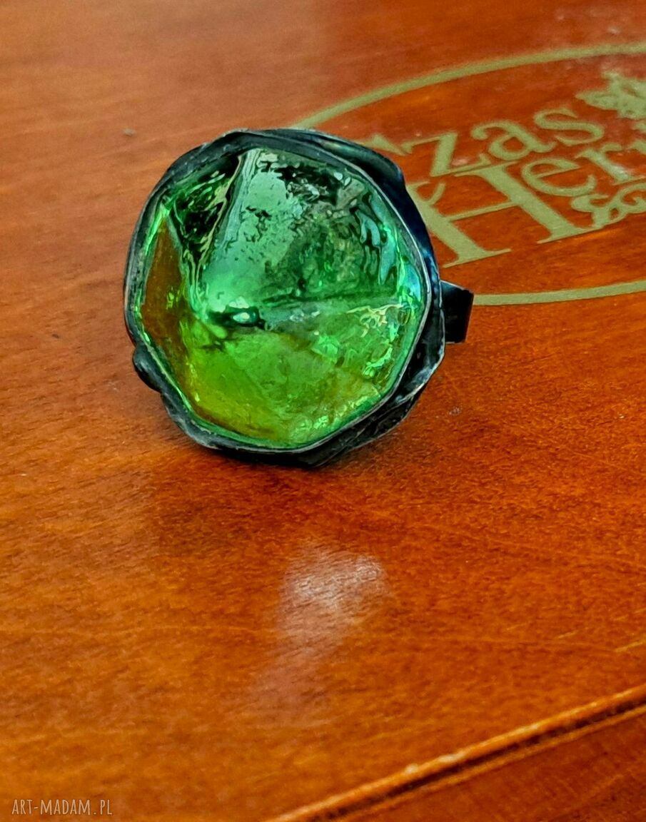 Zielony Pierścień Magiczny - Tiffany ze szkła witrażowego fusing