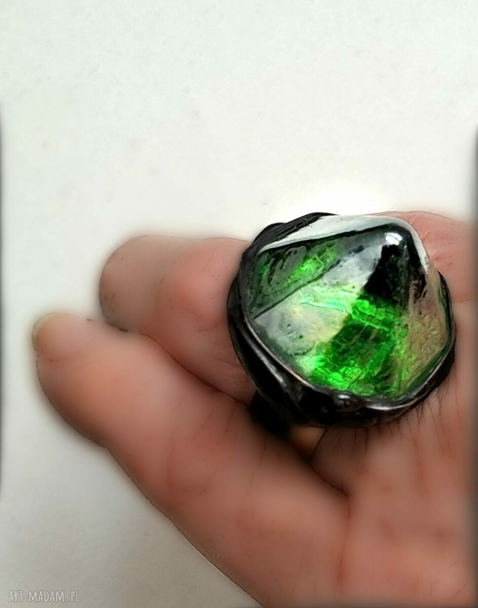 Zielony Pierścień Magiczny - Tiffany ze szkła witrażowego fusing
