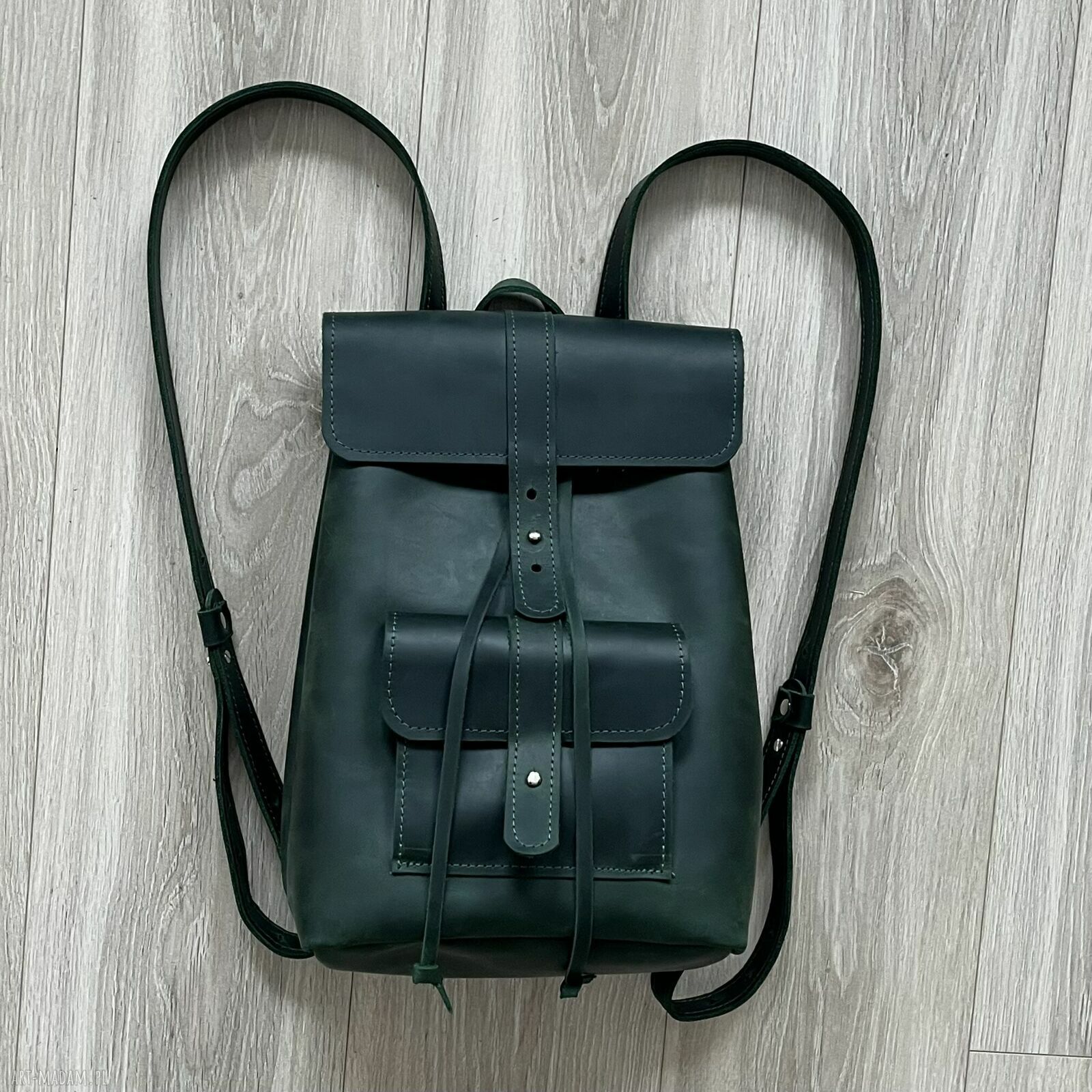 Zielony plecak wykonany skóry „crazy horse” miejski skórzany