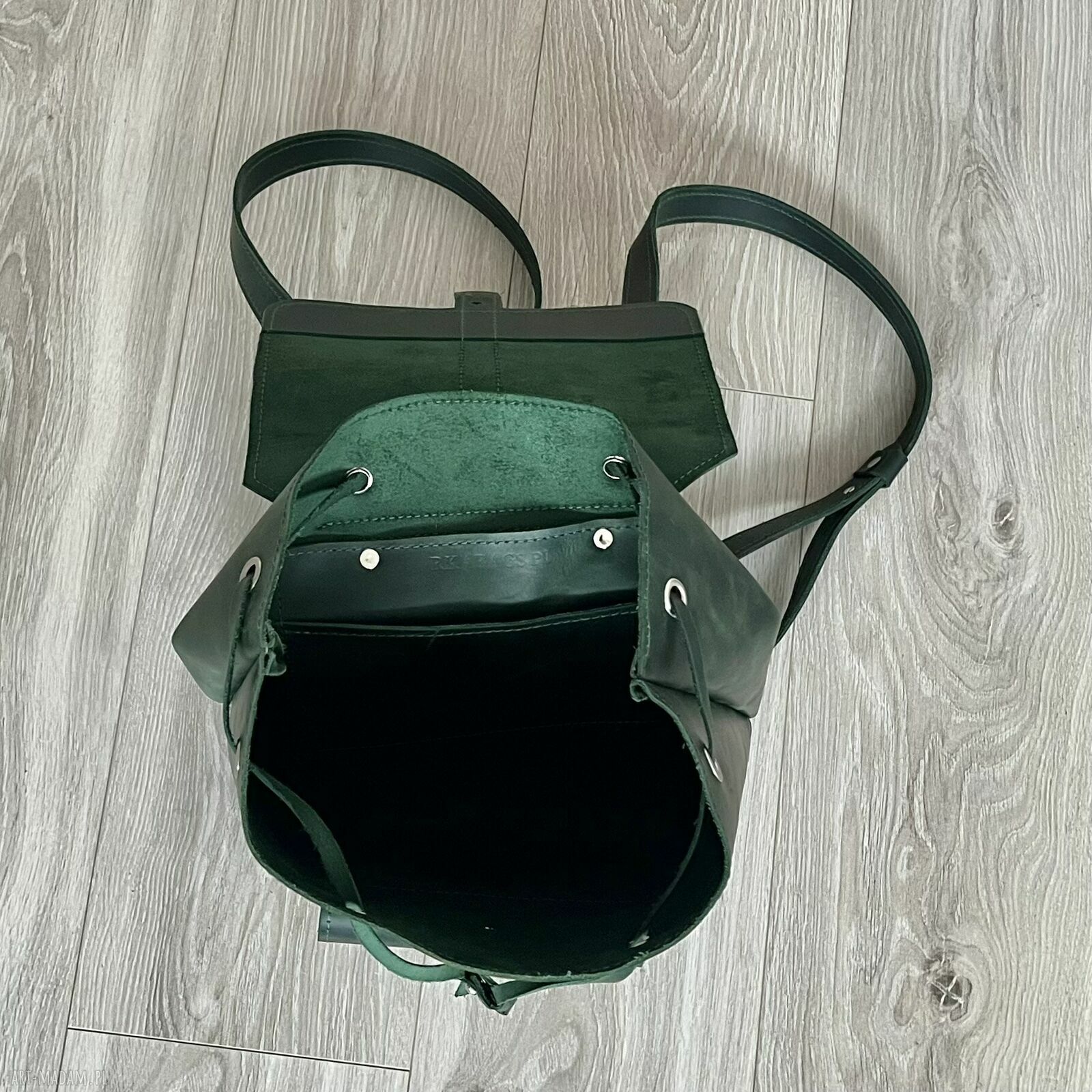 plecaki: Zielony plecak wykonany ze skóry „Crazy Horse”. handmade