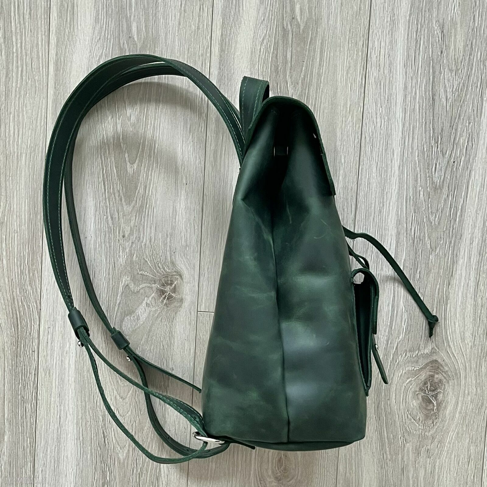 plecaki: Zielony plecak wykonany ze skóry „Crazy Horse”. handmade