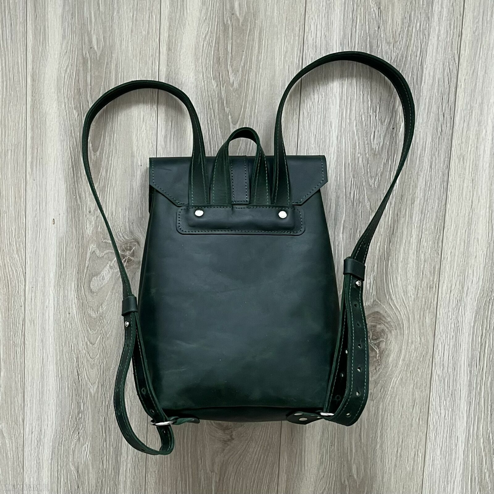 plecaki: Zielony plecak wykonany ze skóry „Crazy Horse”. handmade