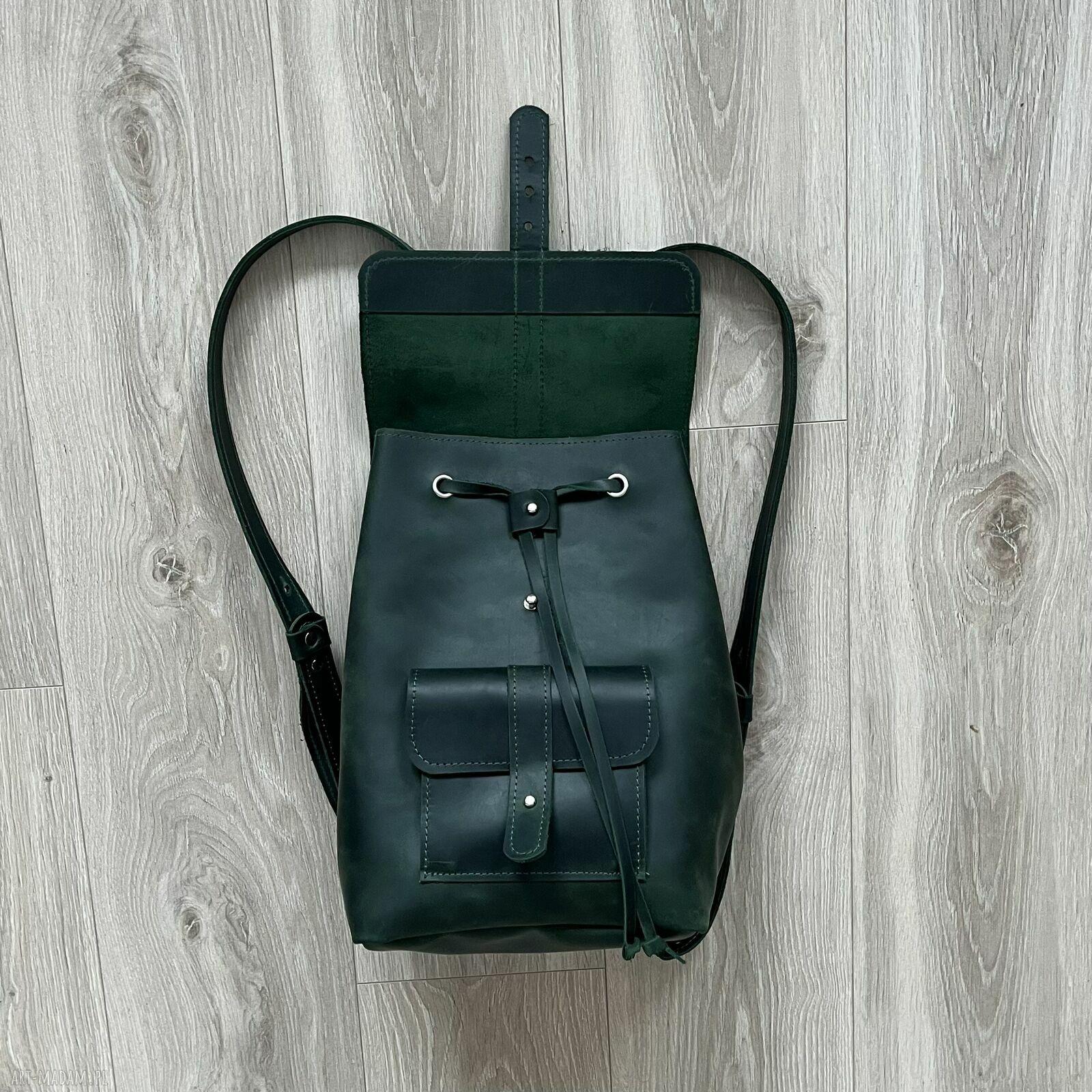 plecaki: Zielony plecak wykonany ze skóry „Crazy Horse”. handmade