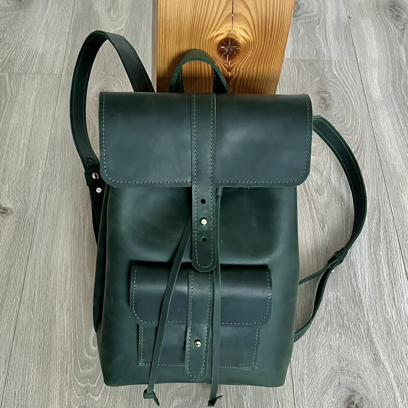 plecaki: Zielony plecak wykonany ze skóry „Crazy Horse”. handmade