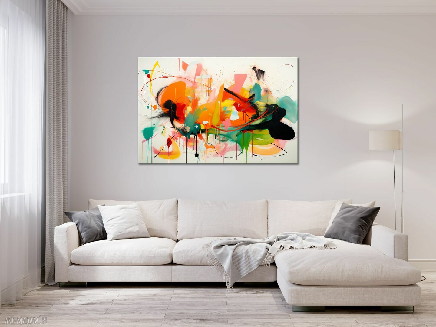 Zielony obraz abstrakcyjny - poziomy wydruk na płótnie 80x120 cm