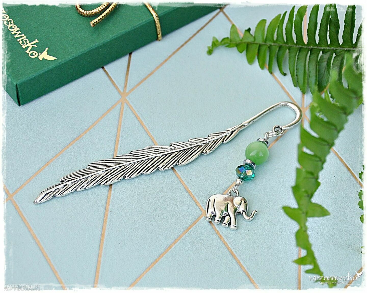 Zielony Słoń zakładka do książki HandMade