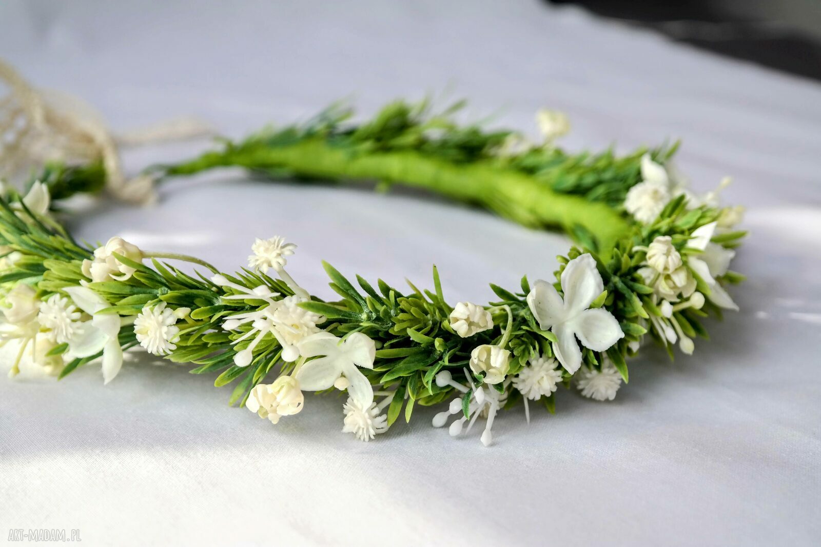 Zielony szept - wianek handmade do włosów dla dziewczynki