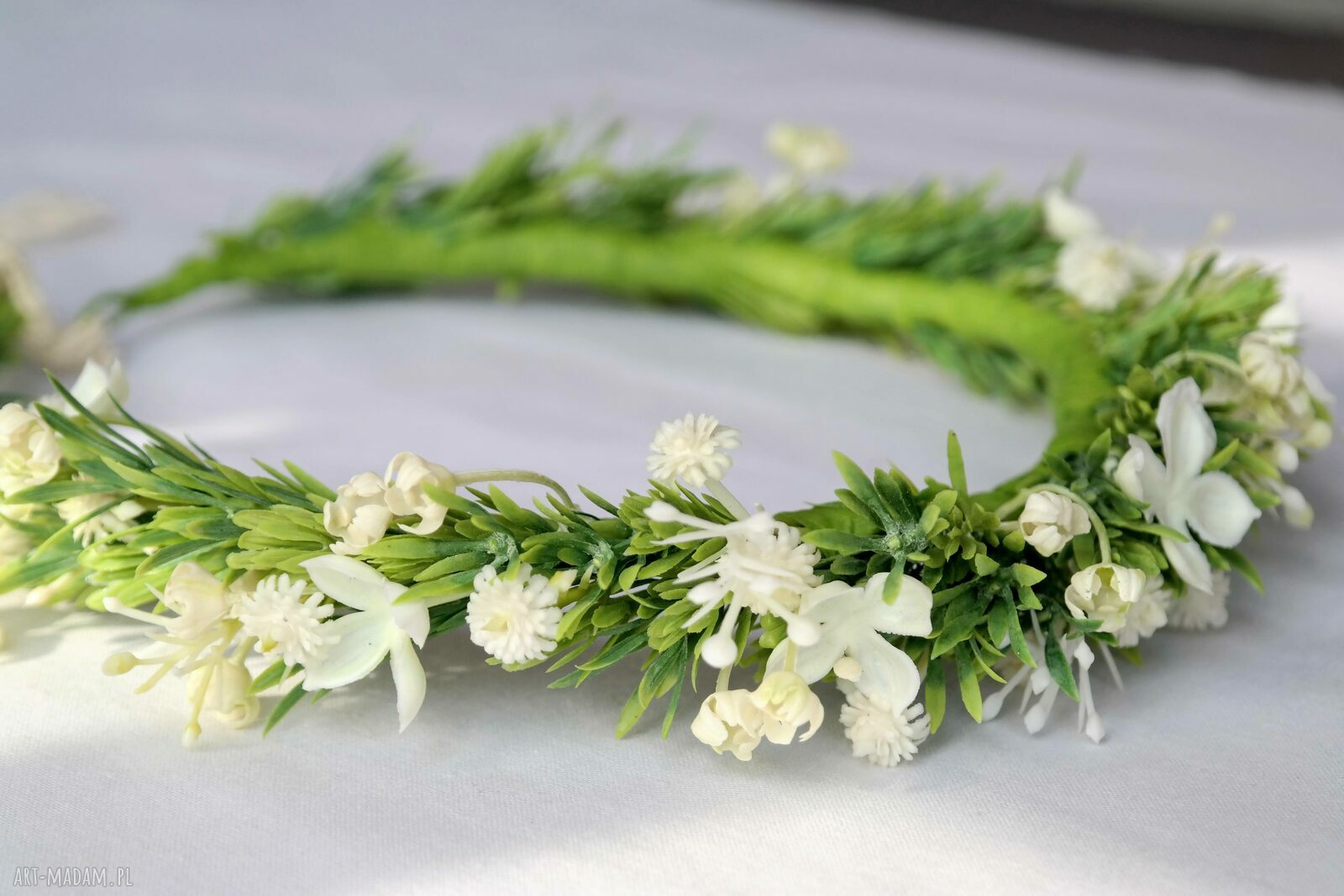 Zielony szept - wianek handmade do włosów dla dziewczynki