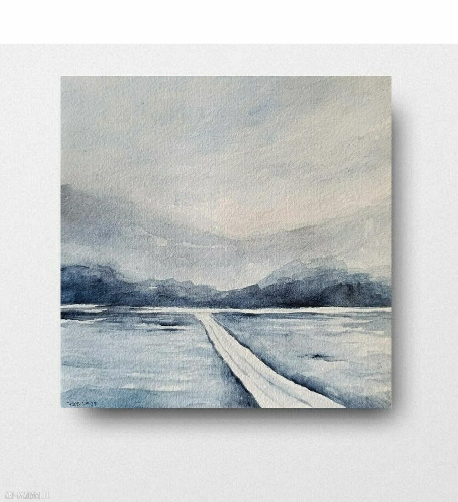 ZIMA - akwarela formatu 20x20 cm