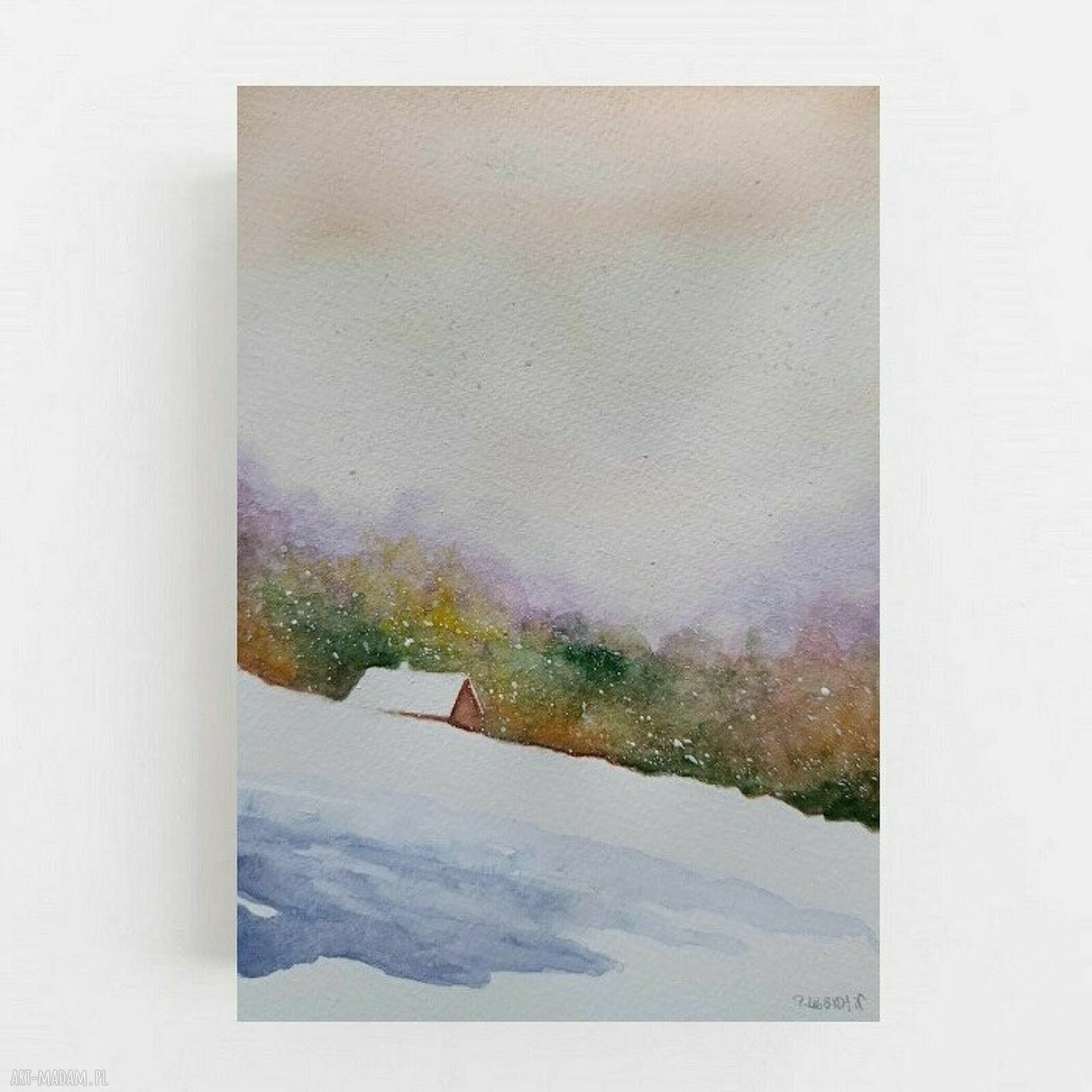ZIMA - akwarela formatu 25/18 cm