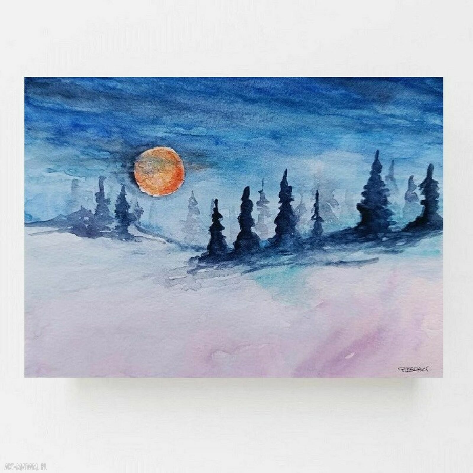 Zima - akwarela Paulina Lebida 18x25 cm