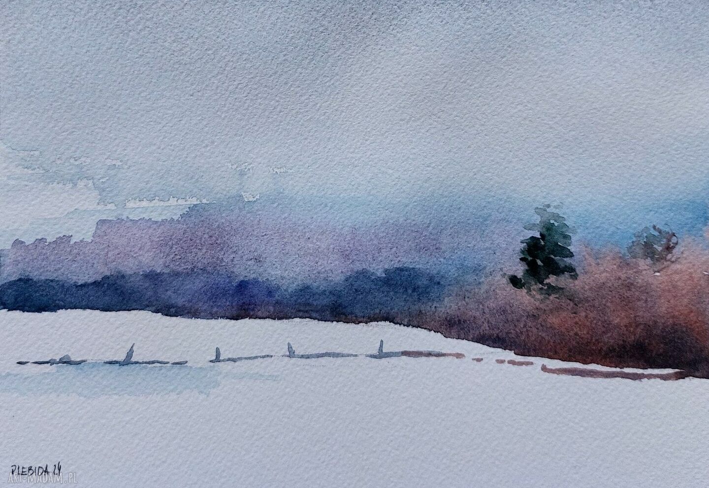 Zima - akwarela w formacie A5