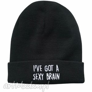 czapka i ve got a sexy brain - czarne czapki