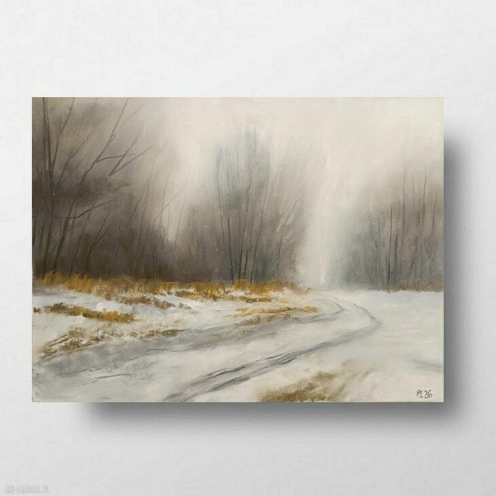 Zimowy obraz z suchych pasteli 18 x 24 cm