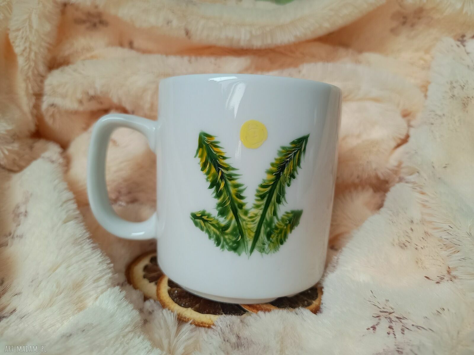 Ręcznie malowany porcelanowy kubek z zimorodkiem - 270 ml