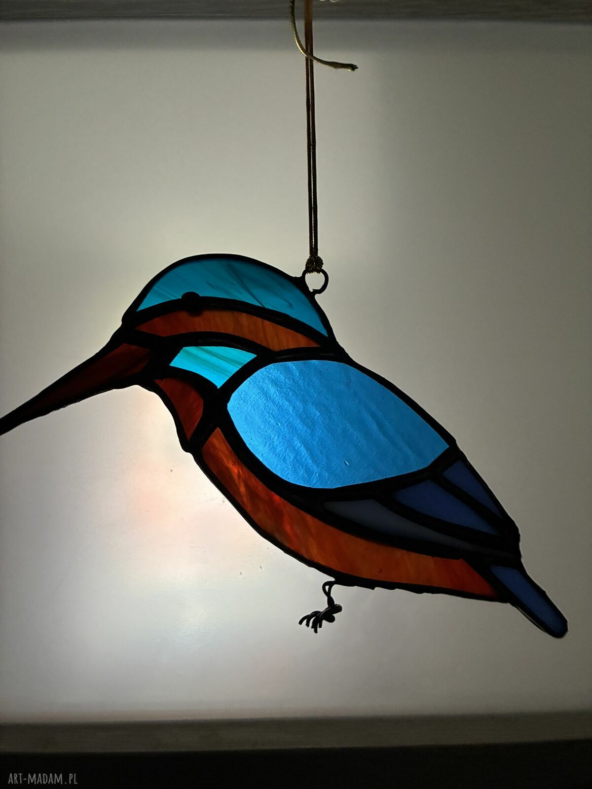 Witraż Zimorodek - ręcznie wykonany metodą Tiffany