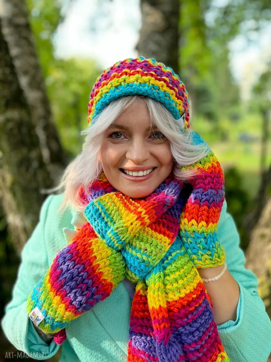 Czapka zimowa bez pompona Neverland Tęcza - ciepła i wygodna dla dorosłych