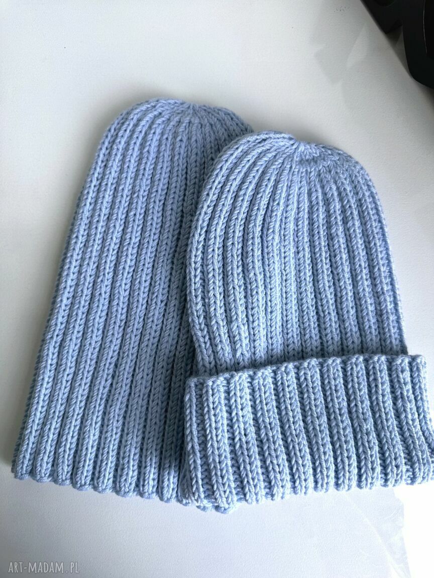 Czapka zimowa damska HELLI z 100% Baby Merino - błękitny stalowy