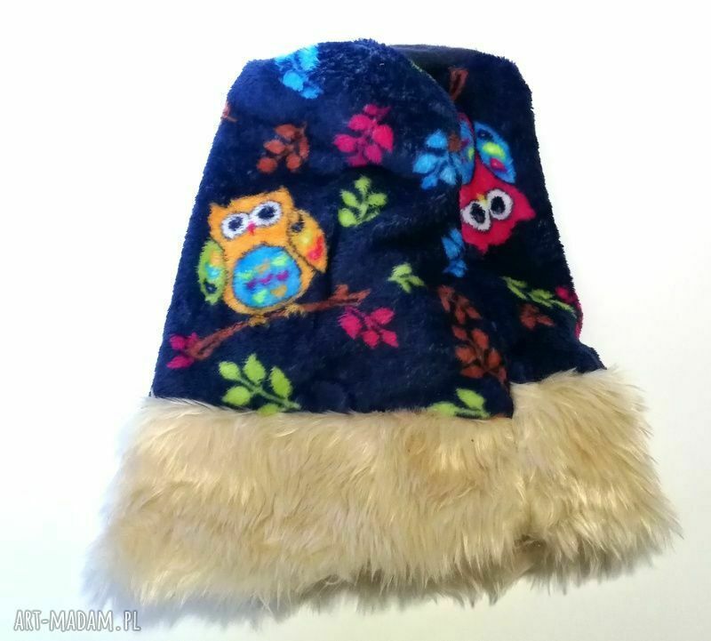 Ciepła czapka zimowa z futerkiem handmade - na podszewce (58-59 cm)