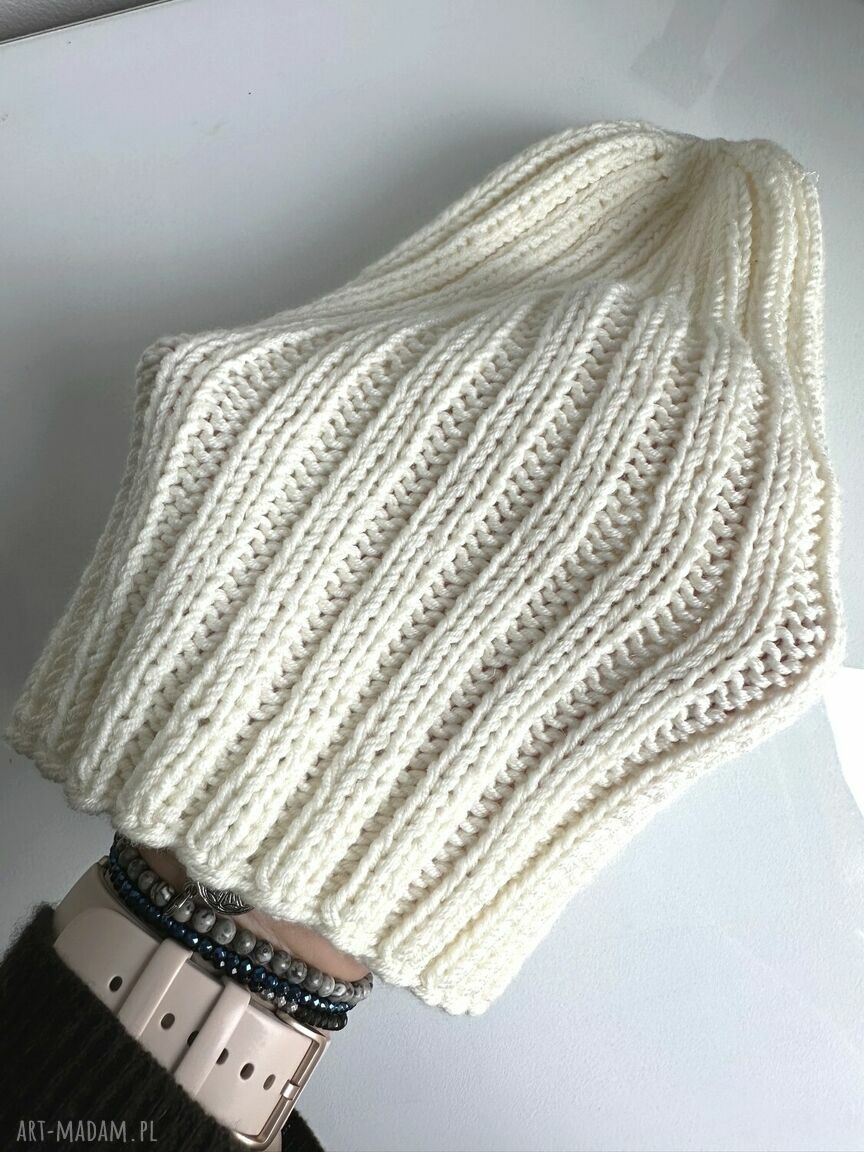 Czapka zimowa damska HELLI 100% Baby Merino - ecru