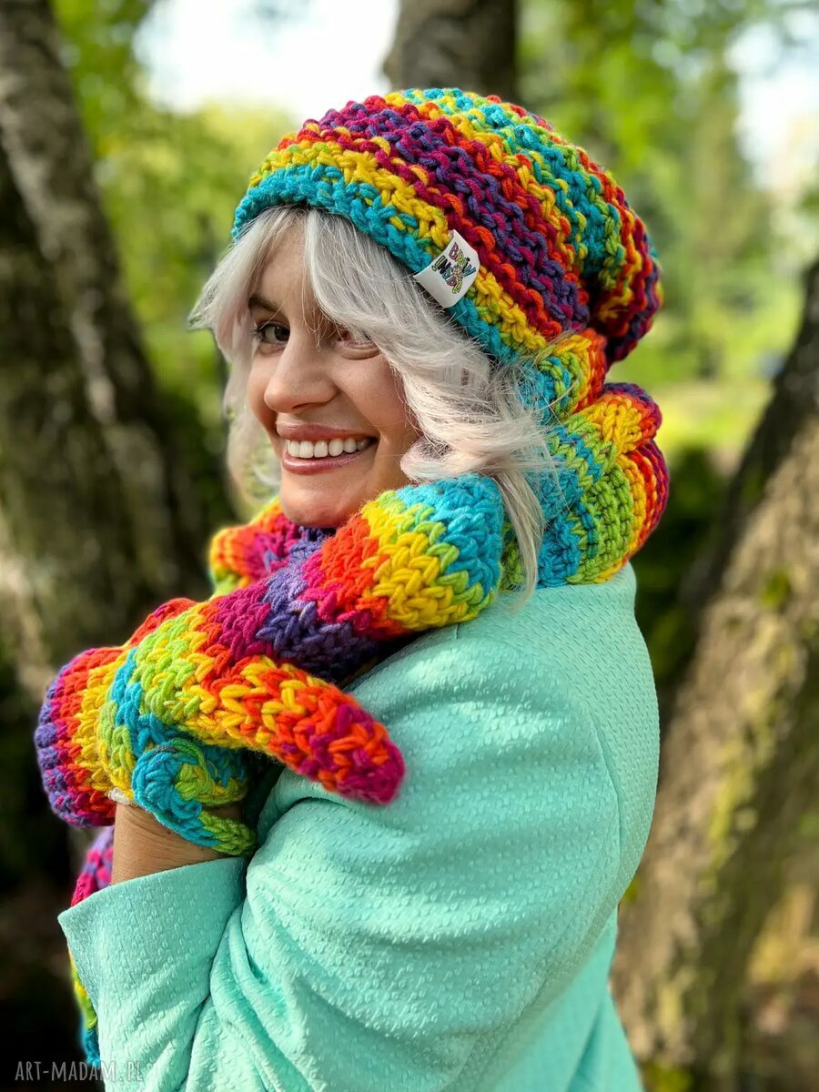 Czapka zimowa bez pompona Neverland Tęcza - ciepła i wygodna dla dorosłych