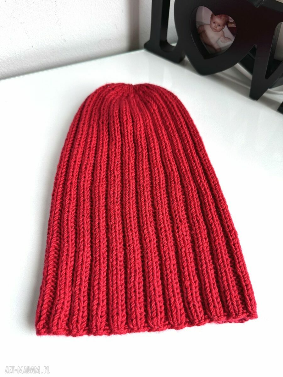 Czapka zimowa damska HELLI - 100% Baby Merino 16 w kolorze czerwonym