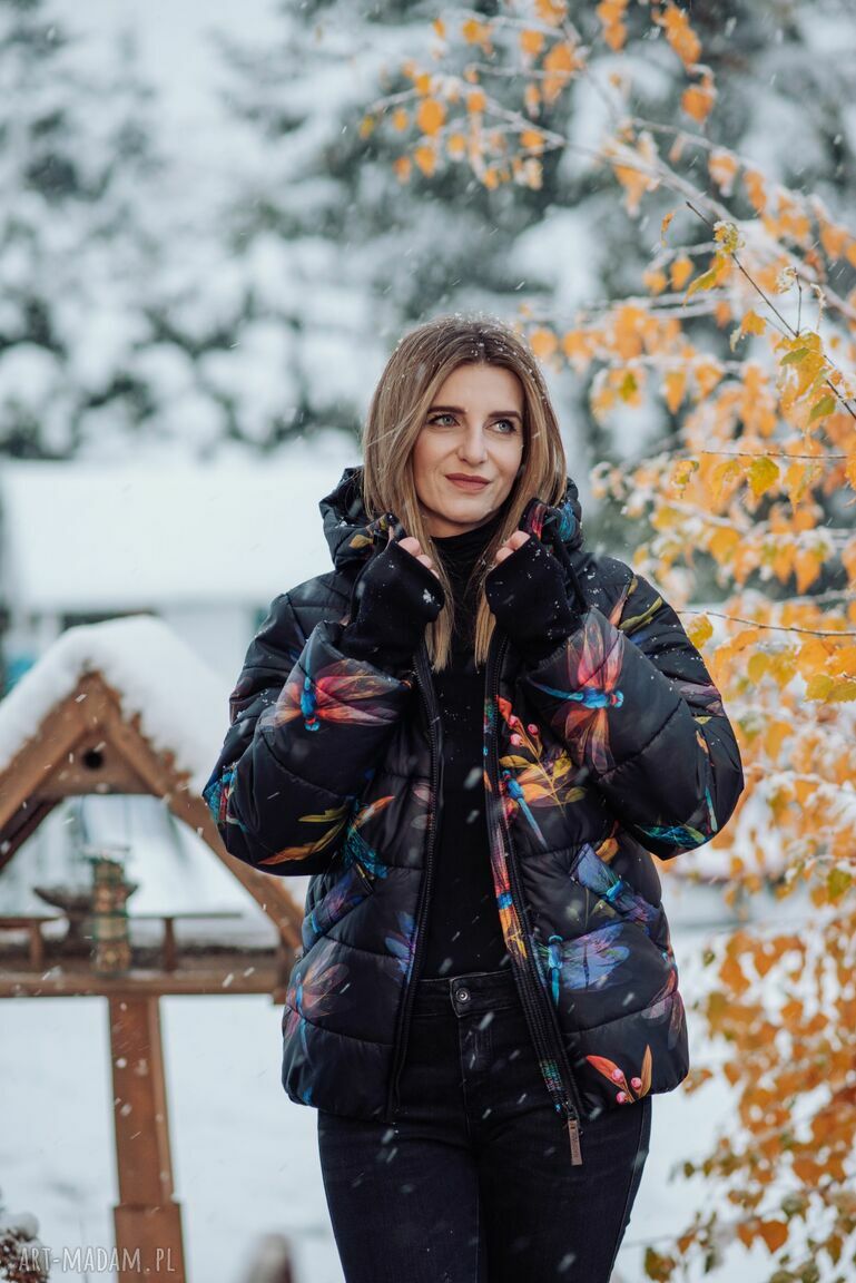 Kurtka zimowa krótka Ważki - ciepła i ręcznie szyta