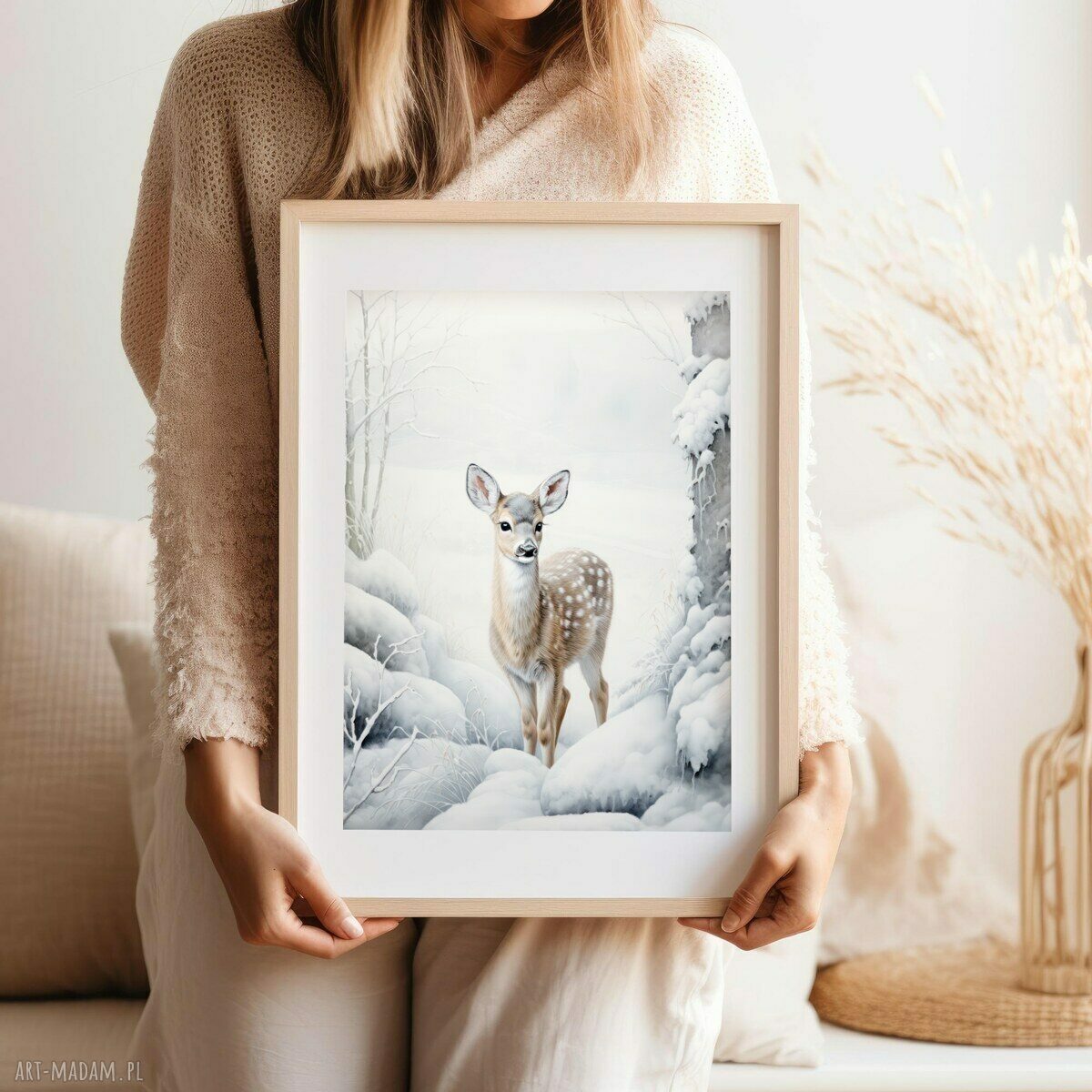 Plakat Zimowa sarenka 50x70 cm - do salonu