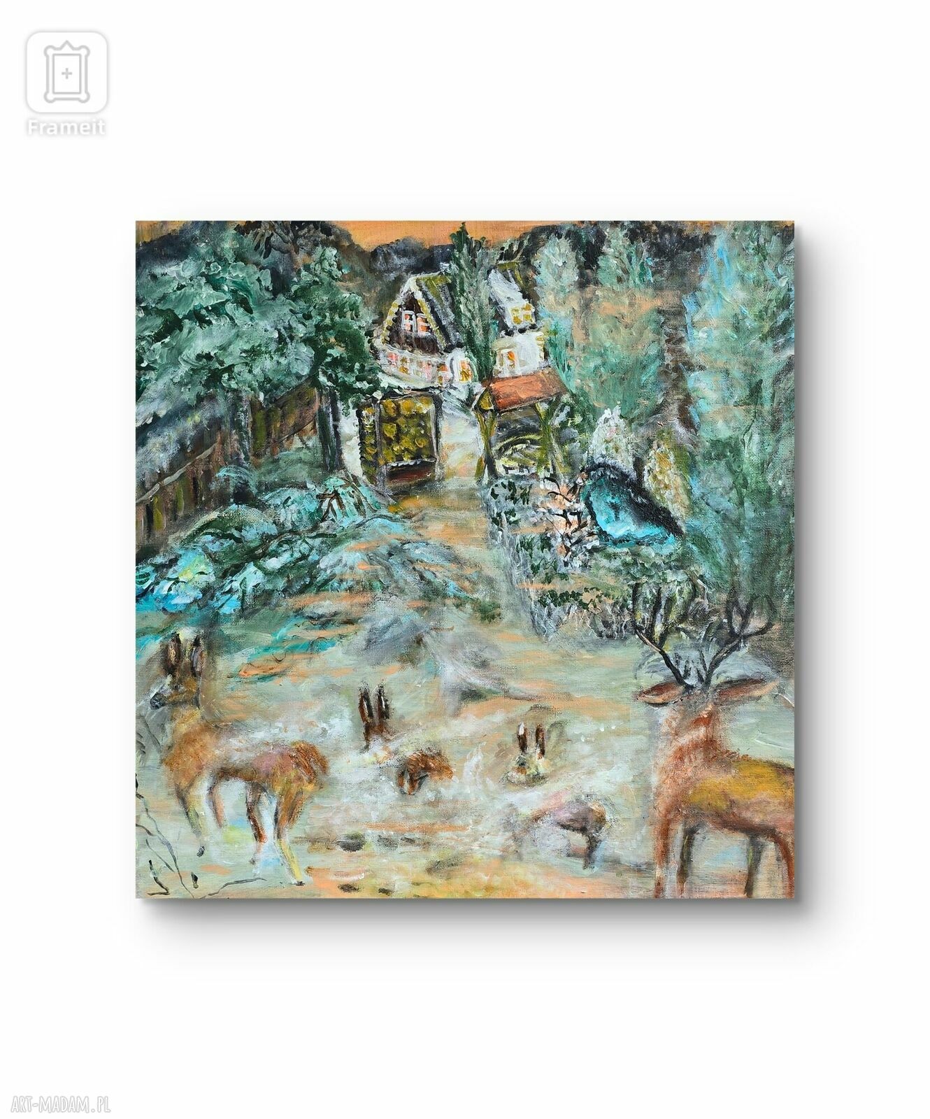 Zimowe figle - obraz akrylowy na płótnie 50x50x1 cm, gotowy do zawieszenia