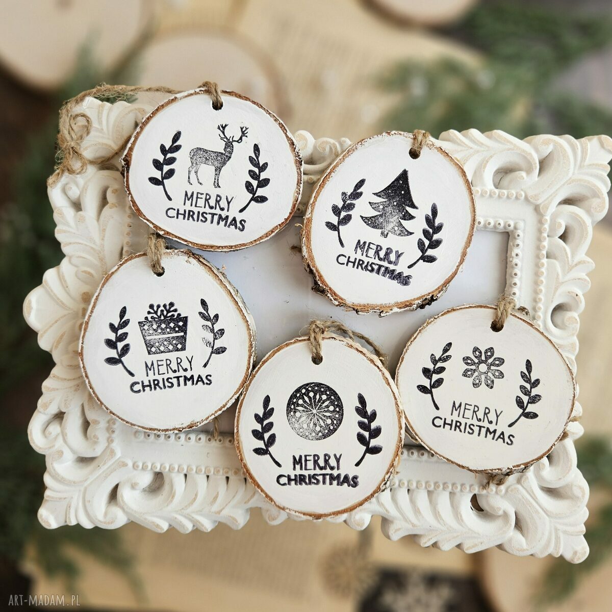 upominki święta: Zimowe plasterki dekoracje choinkowe Handmade