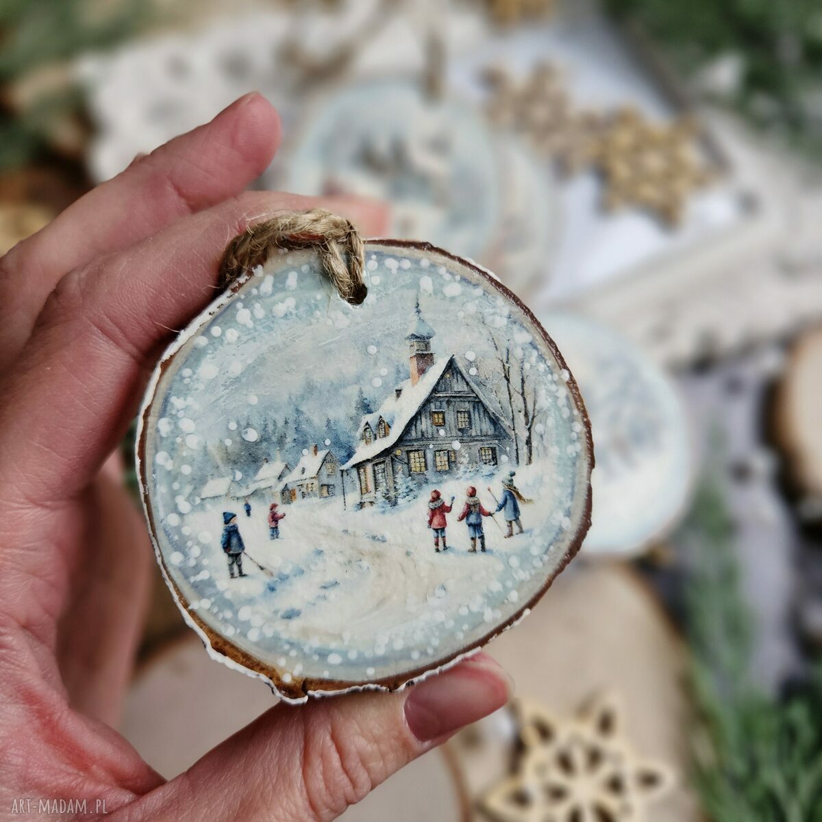 upominki święta: Zimowe plasterki dekoracje choinkowe Handmade