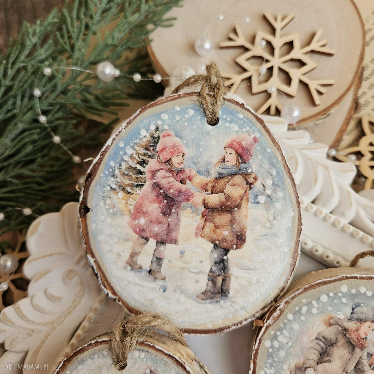święta upominki: Zimowe plasterki dekoracje choinkowe Handmade