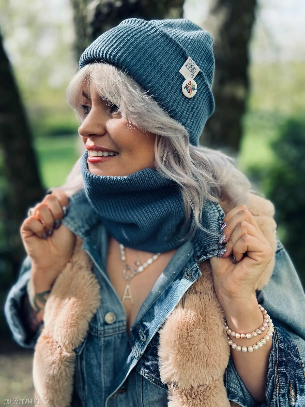 Zimowy BUFF Brudny niebieski - komin na szyję all season