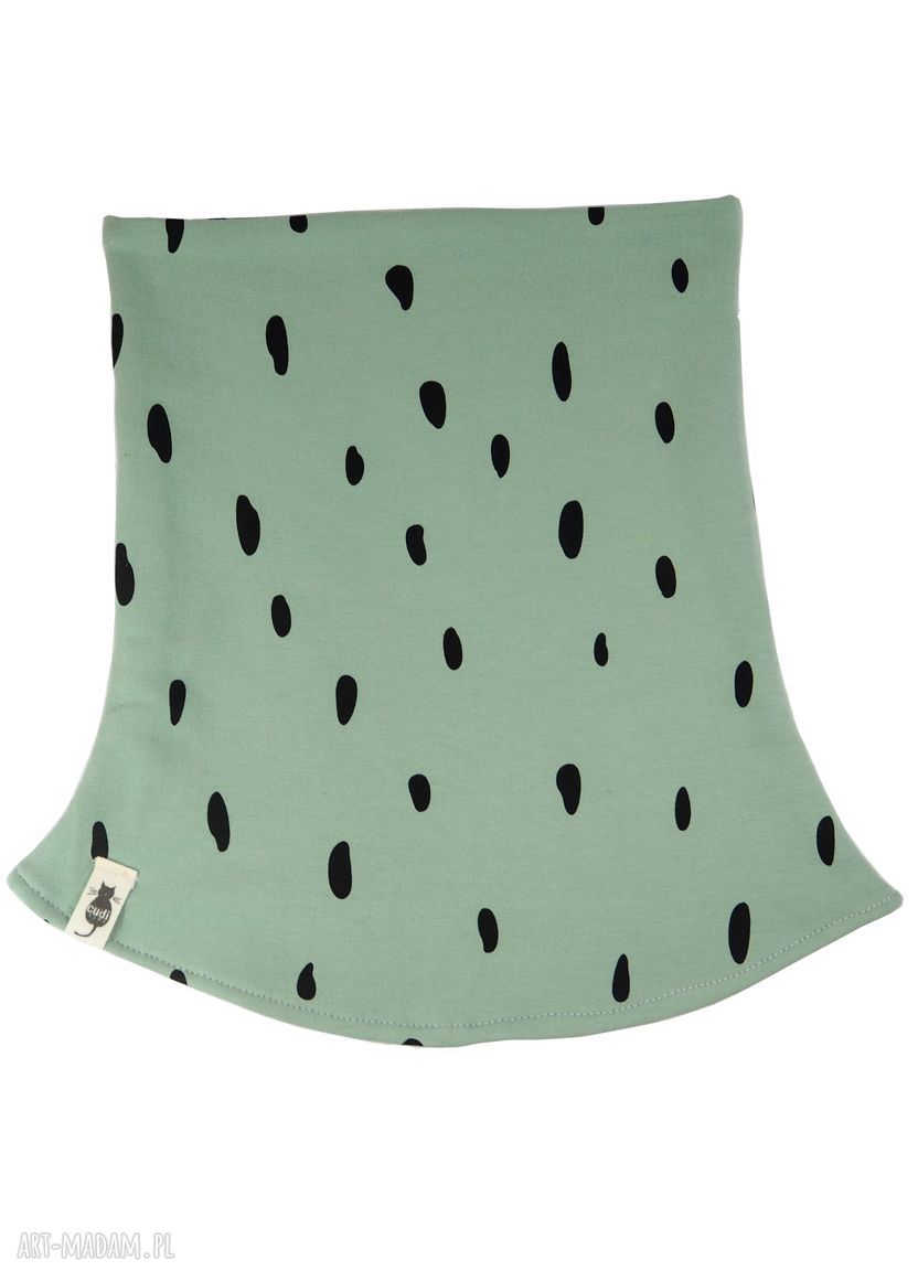 Zimowy komin tuba SPOTS miętowy - dwuwarstwowy handmade dla dziecka