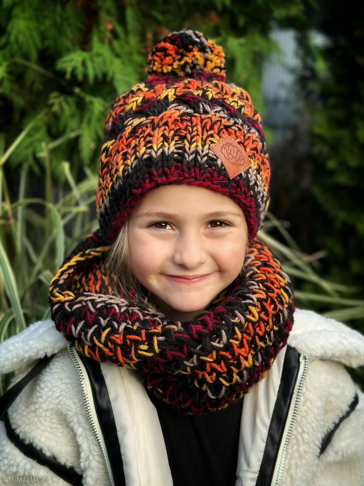 Zimowy komin handmade dla dziecka "Ciemna jesień"