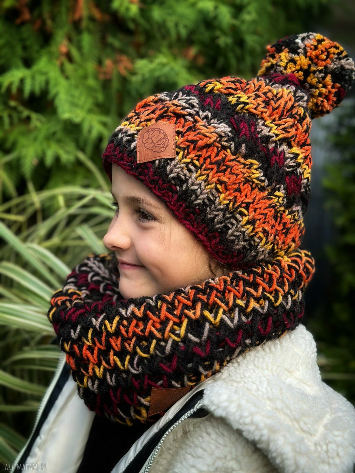 Zimowy komin handmade dla dziecka "Ciemna jesień"