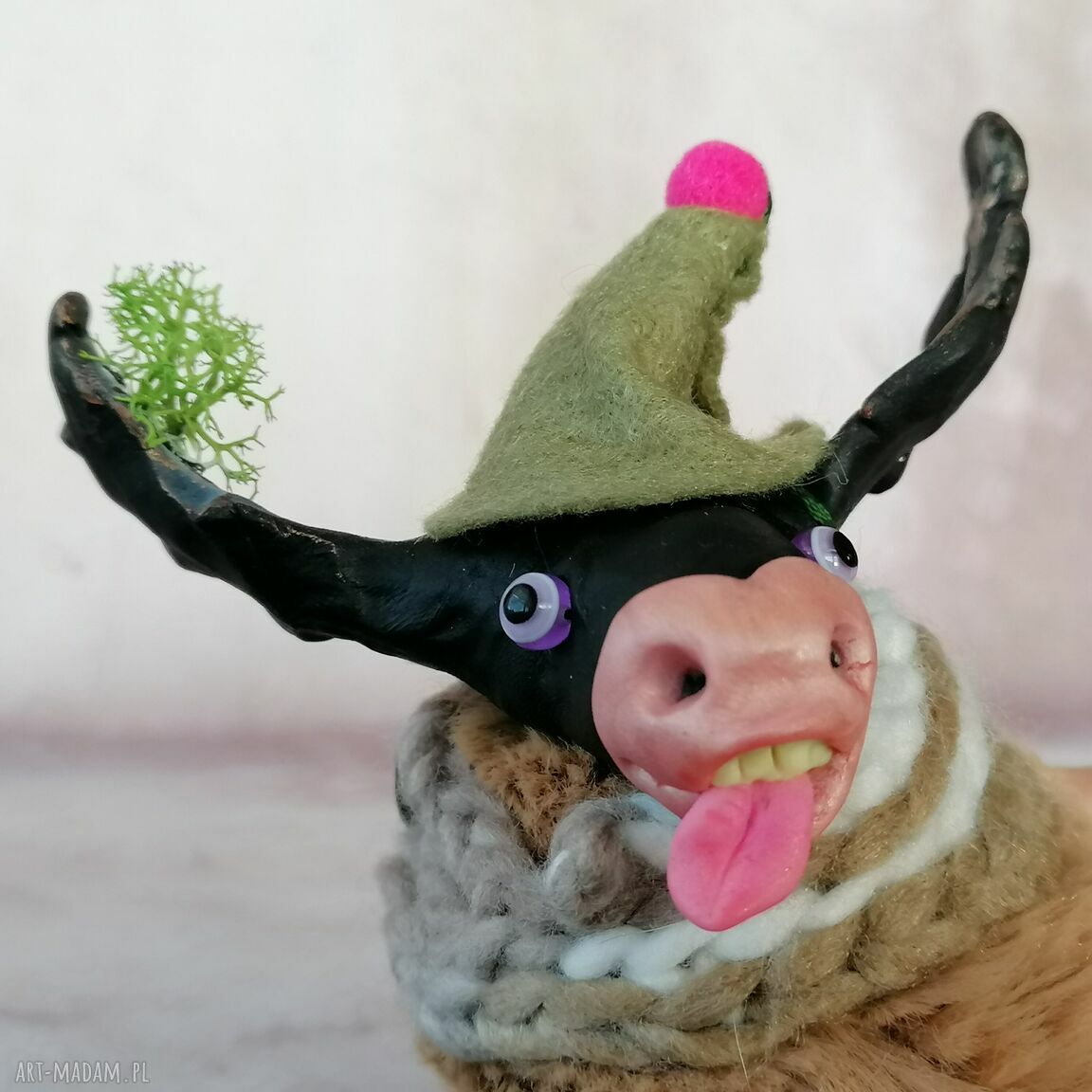 Zimowy Łoś e-piet - dekoracja handmade na stół i biurko (15 cm)