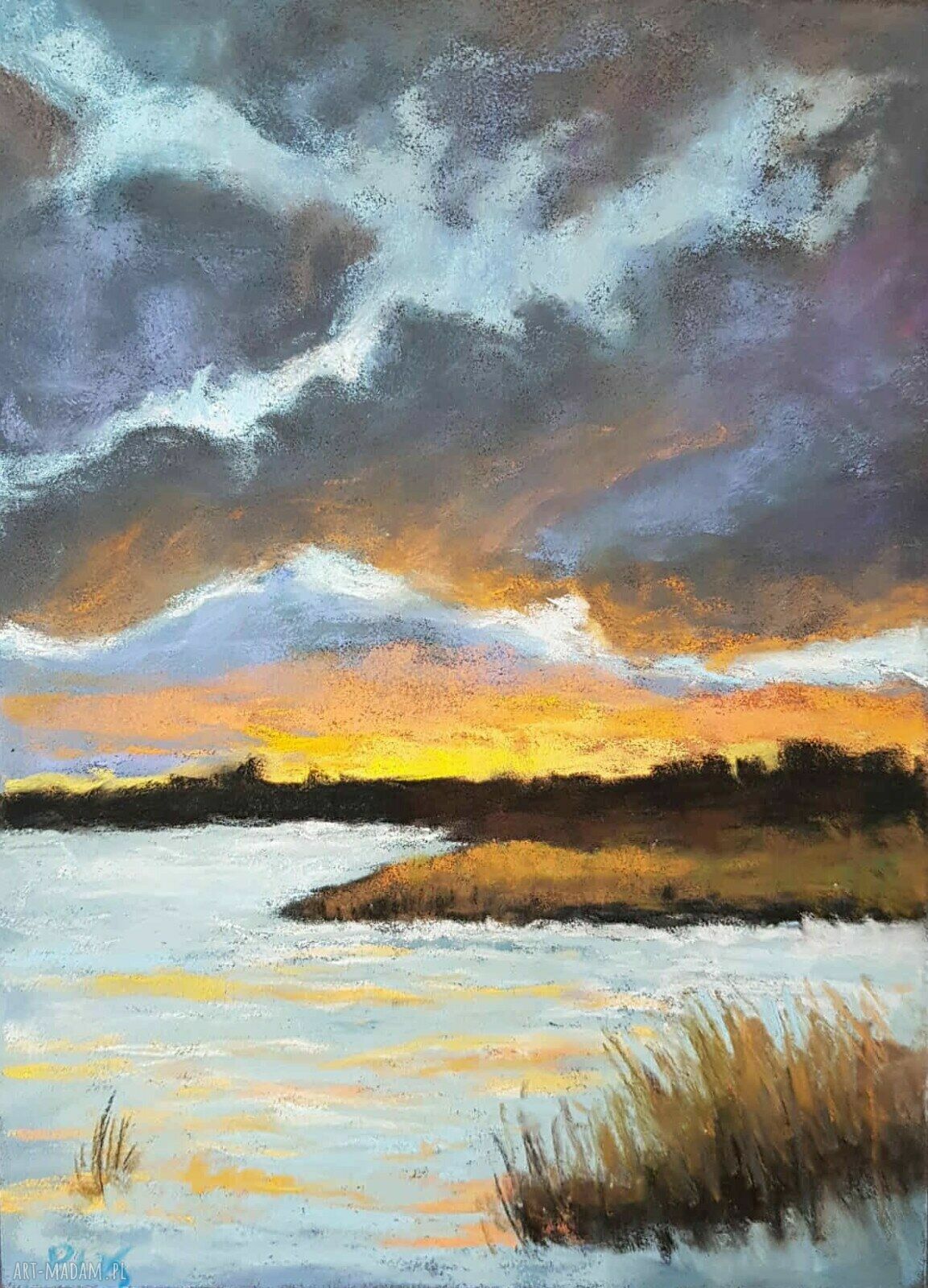 Pejzaż zimowy - obraz z pasteli suchych 24x18 cm