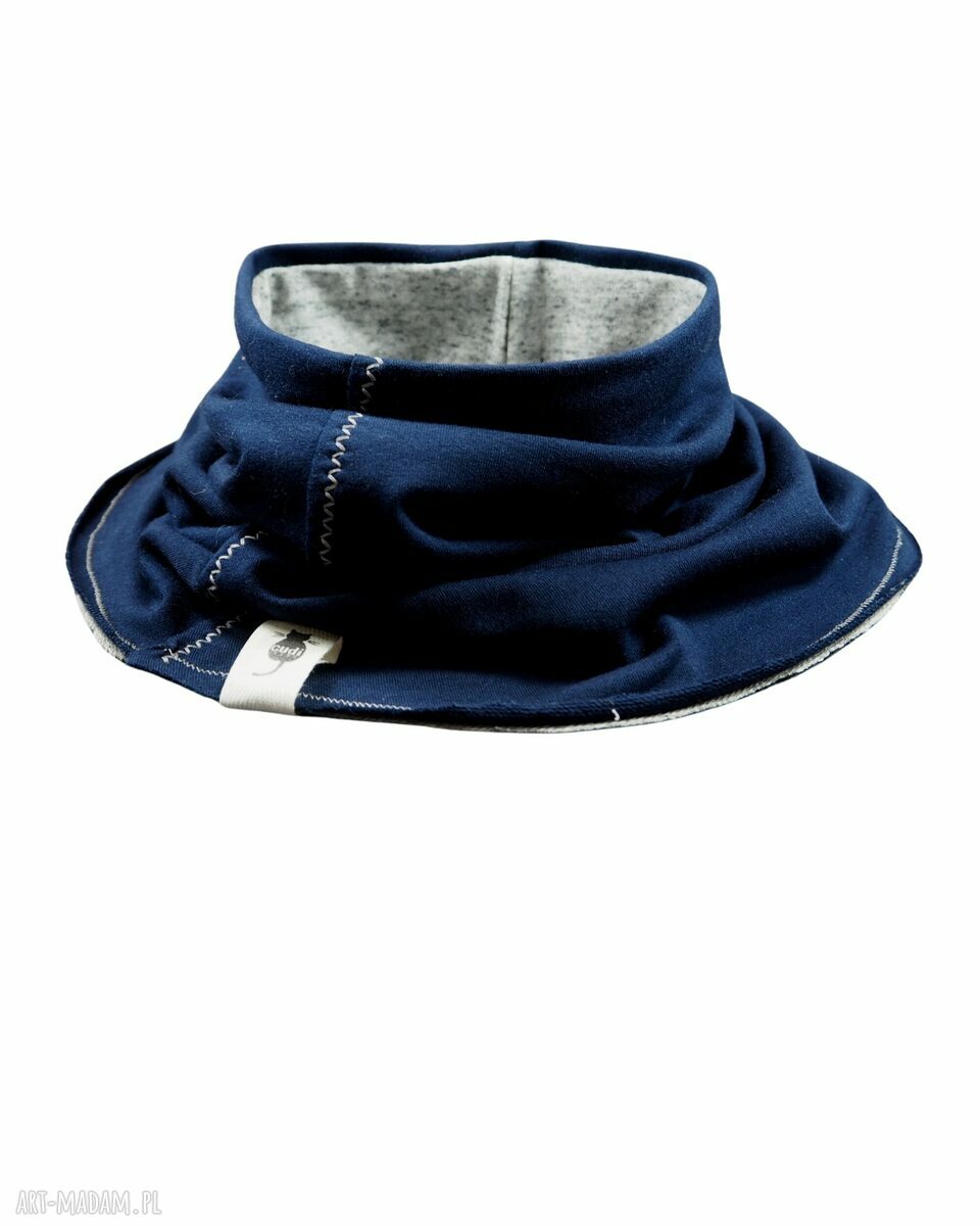 Zimowy zestaw granatowy dla dziecka - czapka i komin handmade z bawełny