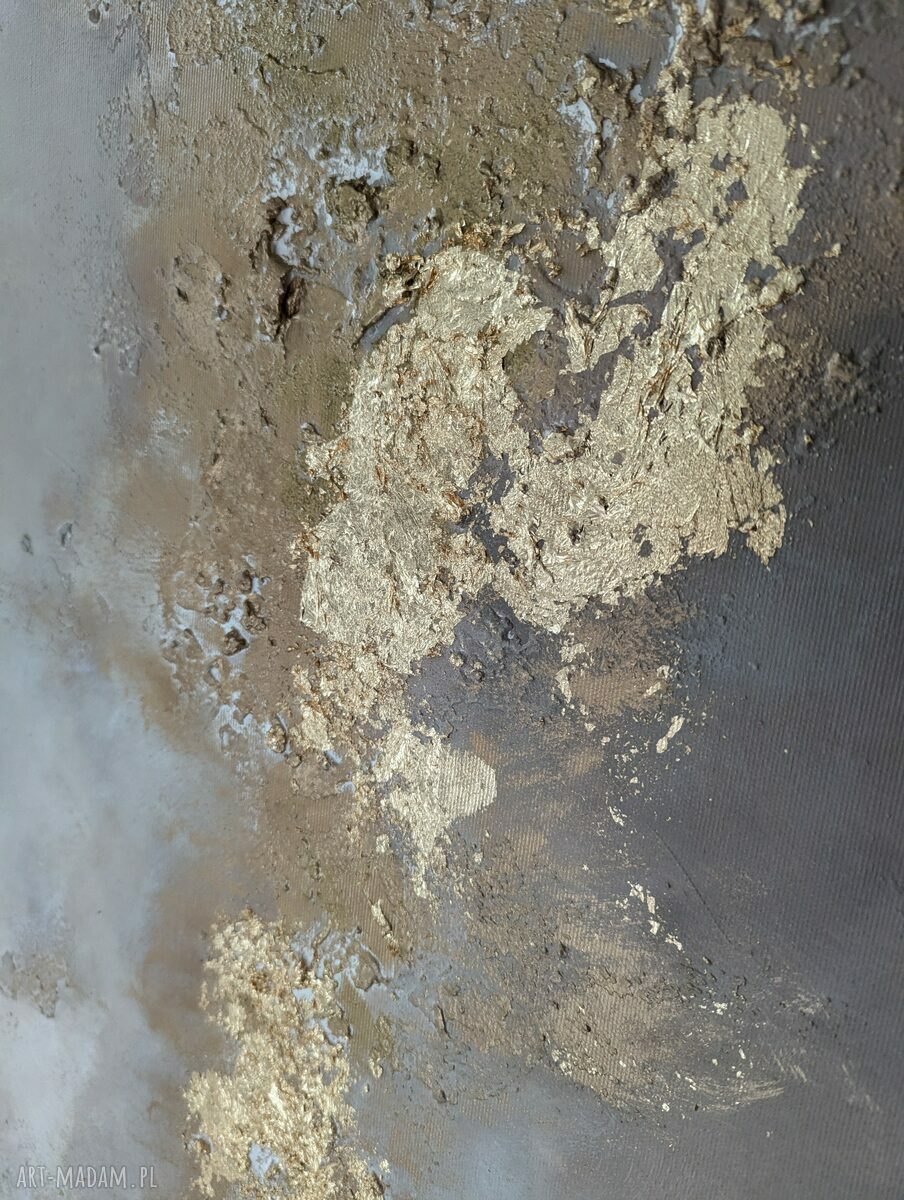 Złota abstrakcja strukturalna - ręcznie malowany obraz 100x140 cm