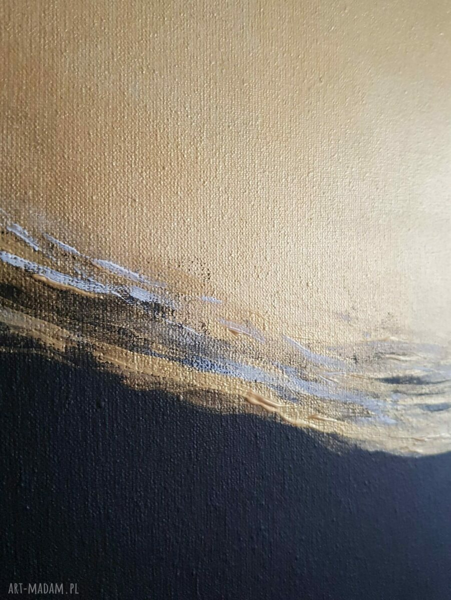 Złota abstrakcja z czernią - obraz akrylowy 25x25 cm