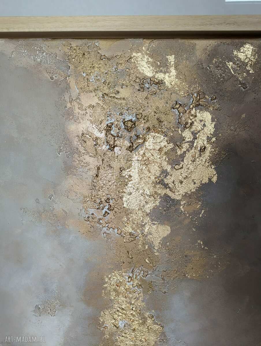 Złota abstrakcja strukturalna - ręcznie malowany obraz 100x140 cm