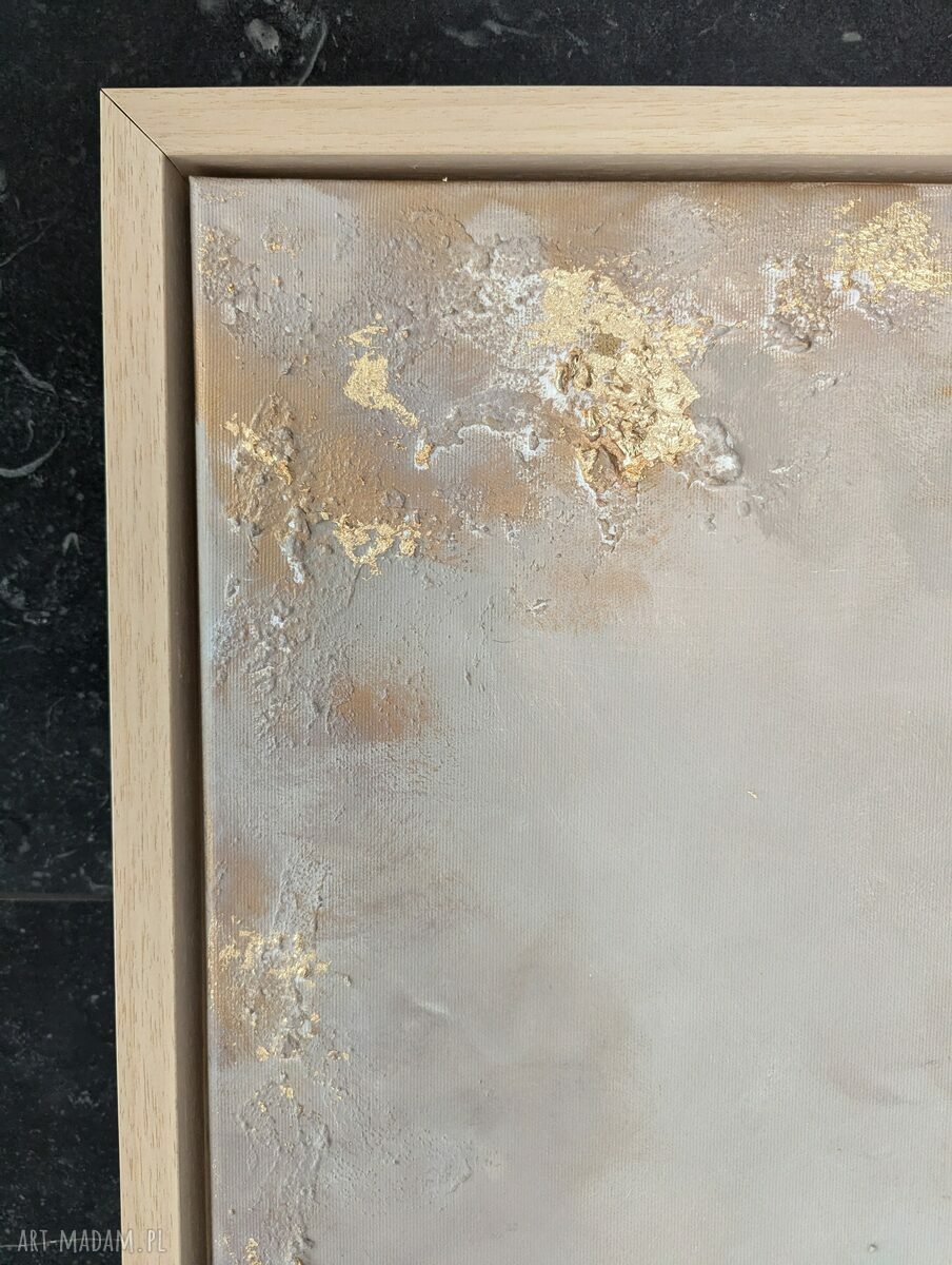 Złota abstrakcja strukturalna - ręcznie malowany obraz 100x140 cm