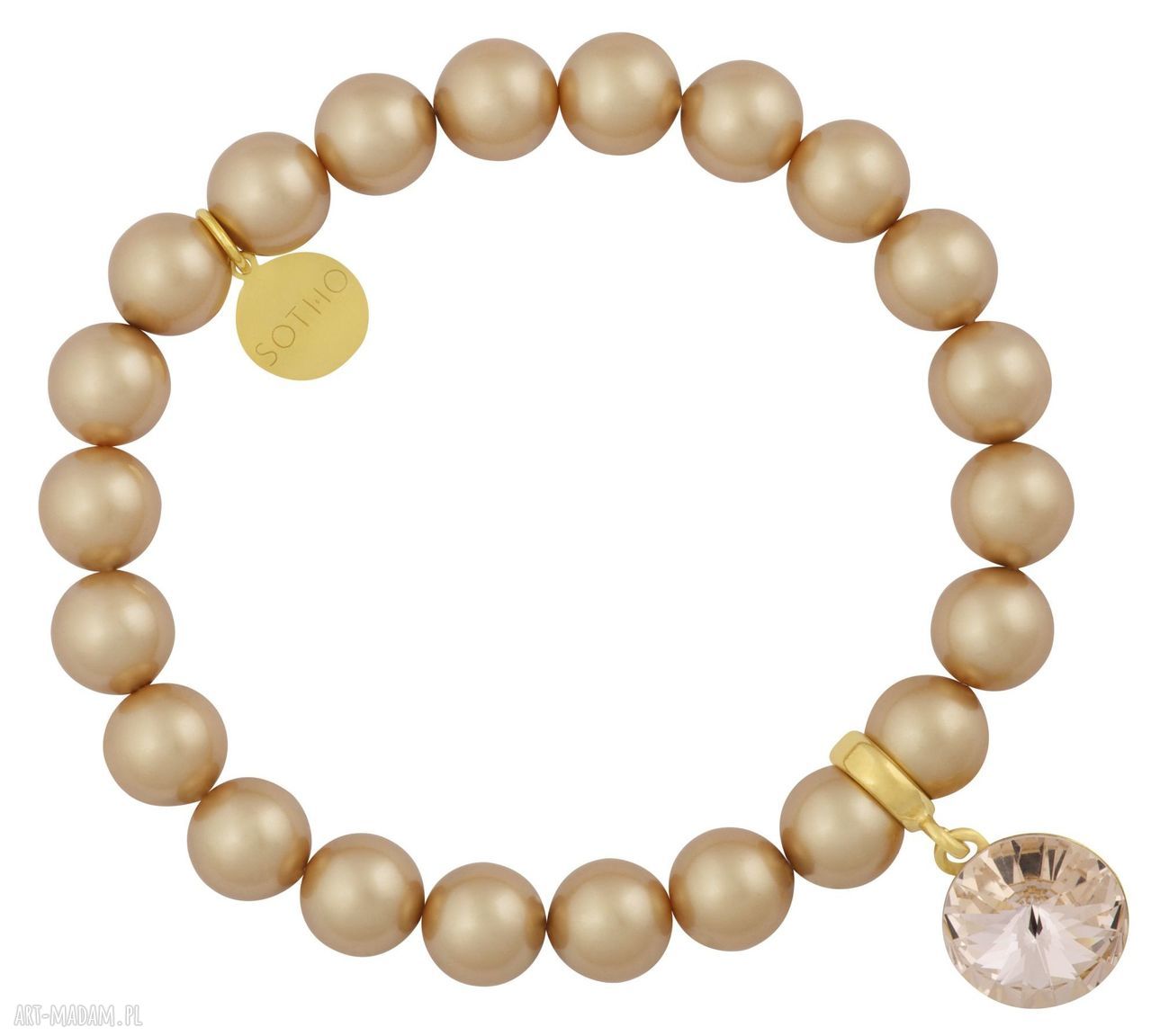 ZŁota bransoletka perŁy rivoli swarovski® elements kryształ