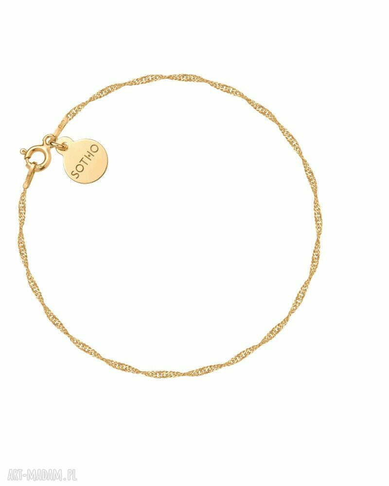 Złota bransoletka Singapore 16 cm - srebro 925 pozłacane 24K SOTHO