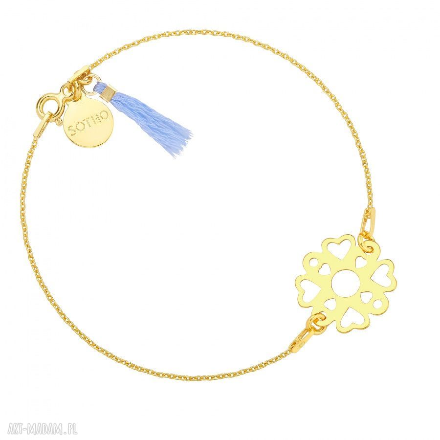 ZŁota bransoletka arabskĄ rozetkĄ niebieskim chwostem