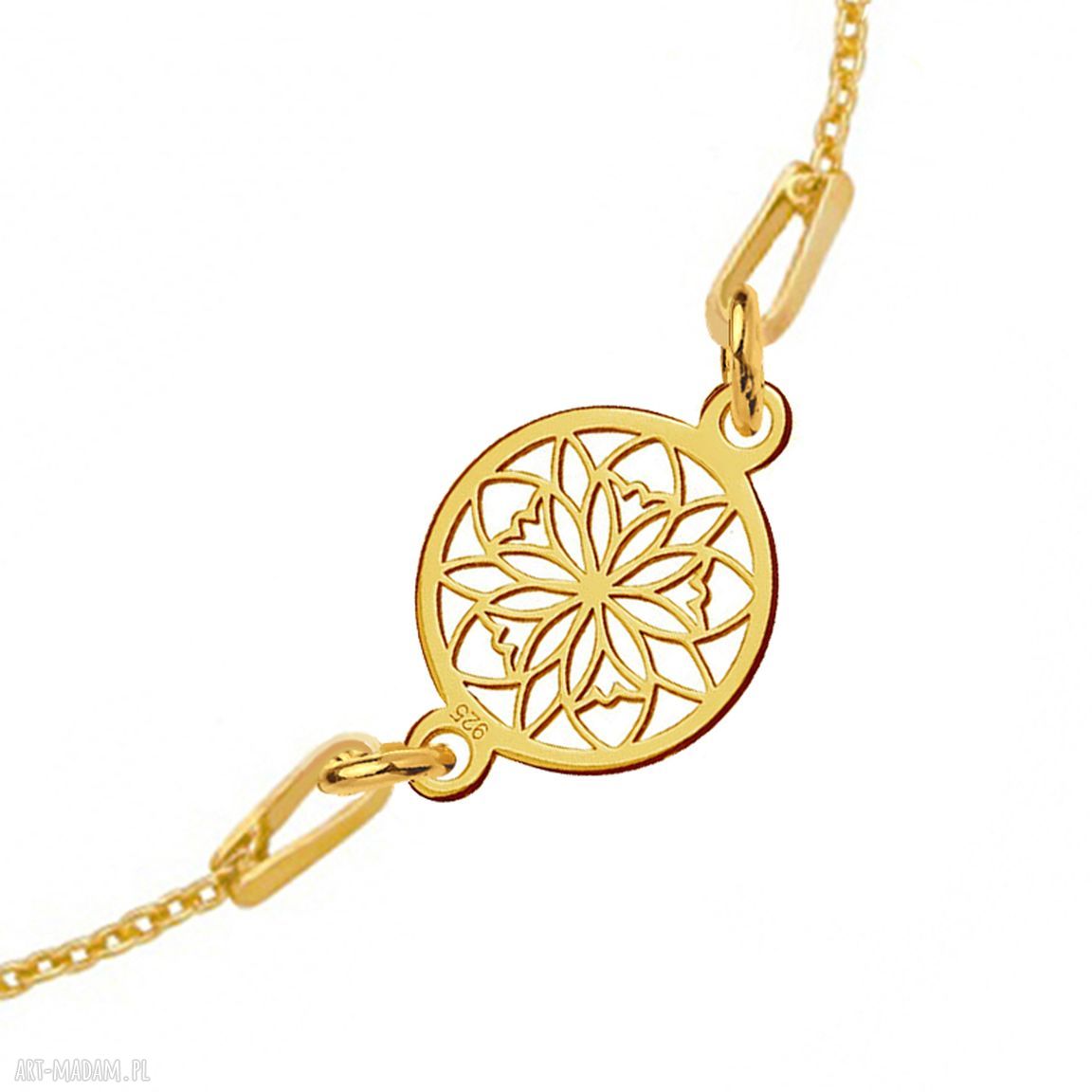 bransoletki: Złota bransoletka z ażurową rozetką Ręczne wykonanie